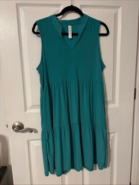 Scarlett Teal Sleeveless Tiered V-Neck Midi Dress